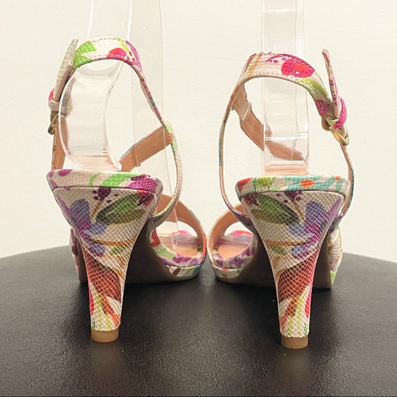 Naturalizer Impulse Floral Open Toe 3.25 Inch Heels Cream Red Pink 8N 8 Narrow - Picture 8 of 13